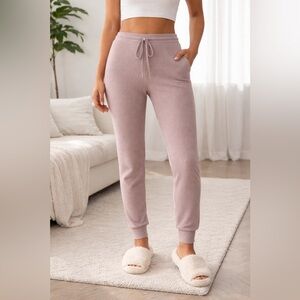 GAP Mauve Waffle Knit Jogger Lounge Pants Drawstring Large